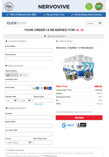 Nervovive Secured Checkout Form